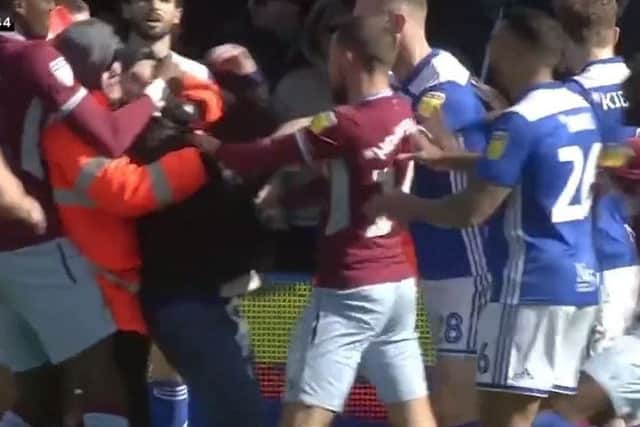 The man who attacked Aston Villa midfielder Jack Grealish during their game at Birmingham will never set foot inside St Andrews again, a source has told Press Association Sport. Picture: Sky Sports/PA Wire.
