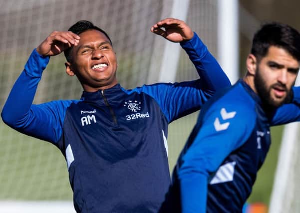 Rangers striker Alfredo Morelos during a training session at Auchenhowie. Picture: Ross Parker/SNS