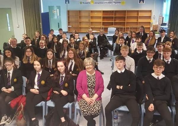Motherwell and Wishaw MP Marion Fellows recently visited St Aidan's High where she spoke to modern studies classes about her role as a politician MP