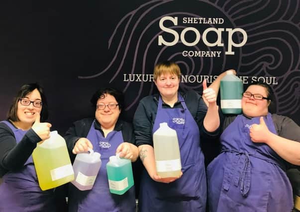 Members of the workforce at the Shetland Soap Company