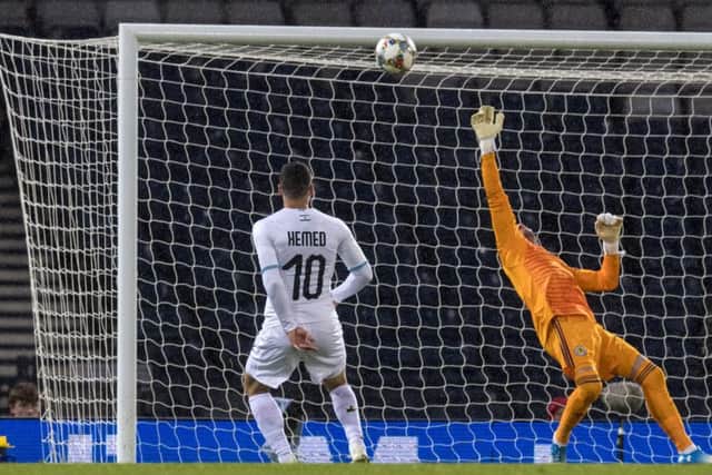 Allan McGregor pulls off a late save to deny Israel's Tomer Hemed. Picture: Alan Harvey/SNS