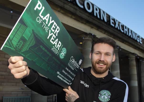Hibs' Martin Boyle promotes the club's Player of the Year night. Picture: SNS