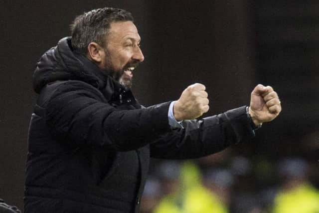 12/03/19 WILLIAM HILL SCOTTISH CUP QUARTER - FINAL REPLAY
RANGERS V ABERDEEN (0-2)
IBROX- GLASGOW
Aberdeen manager Derek McInnes celebrates as his side go 2-0 in front