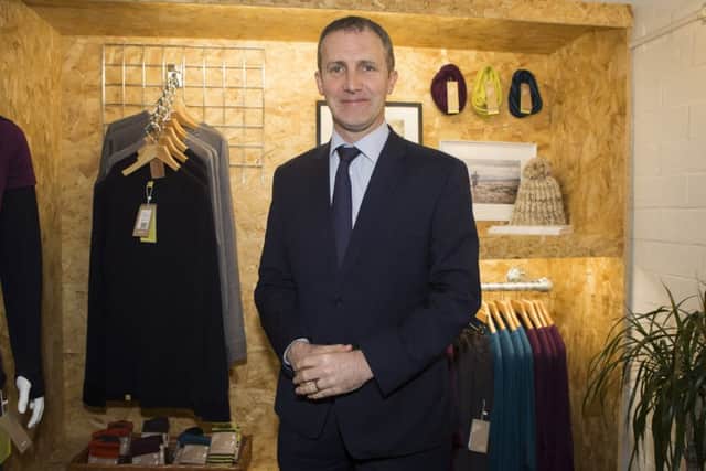 Infrastructure Secretary Michael Matheson at the Findra clothing design hub in Innnerleithen, where he announced the Scottish Government would invest £85m into the Borderlands Growth Deal.