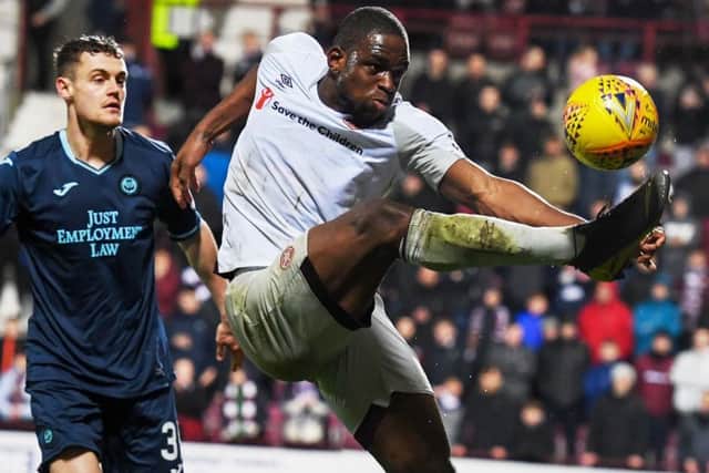 Uche Ikpeazu has worked hard to reach Hearts second cup semi-final of the season having missed the Betfred Cup semi due to injury. Picture: SNS.