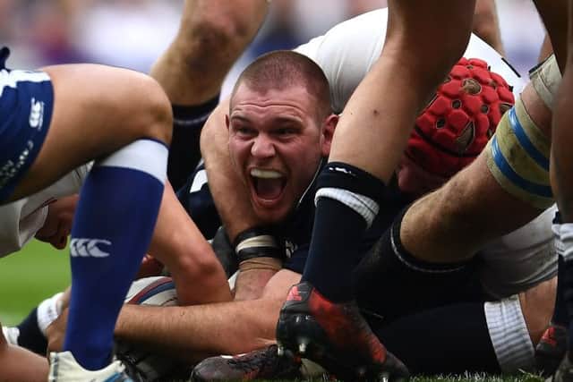 Gordon Reid celebrates scoring for Scotland at Twickenham in 2017. Picture: Laurence Griffiths/Getty