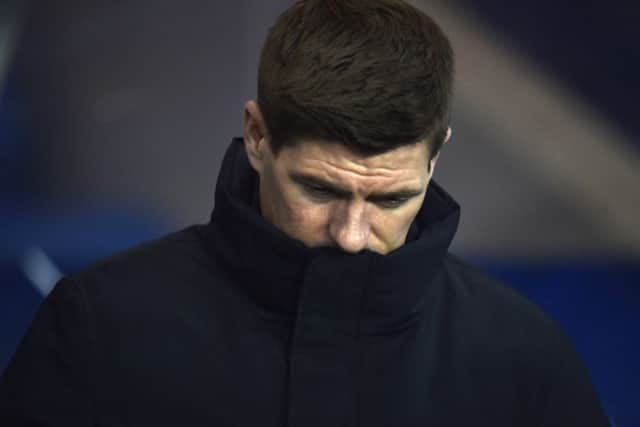 Rangers manager Steven Gerrard looks dejected during the Scottish Cup defeat by Aberdeen. Picture: Rob Casey/SNS