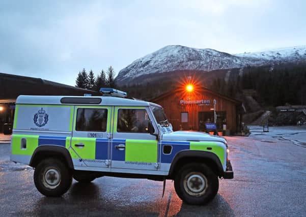 A Police vehicle at the Nevis Range Mountain Resort. Picture: Andrew Milligan/PA Wire