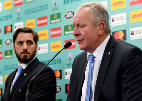 World Rugby chairman Bill Beaumont, right, and vice-chairman Agustin Pichot. Picture:  Toshifumi Kitamura/AFP/Getty Images)