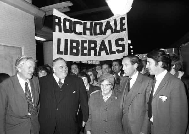 Remarks by Lord David Steel,  right, with then-new MP Cyril Smith, second left, in 1972  could lead to his suspension by the Lib Dems. Picture: contributed