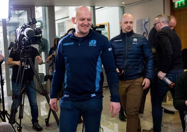 Scotland coach Gregor Townsend was all smiles at his team announcement for the Calcutta Cup match against England at Twickenham. Picture: SNS