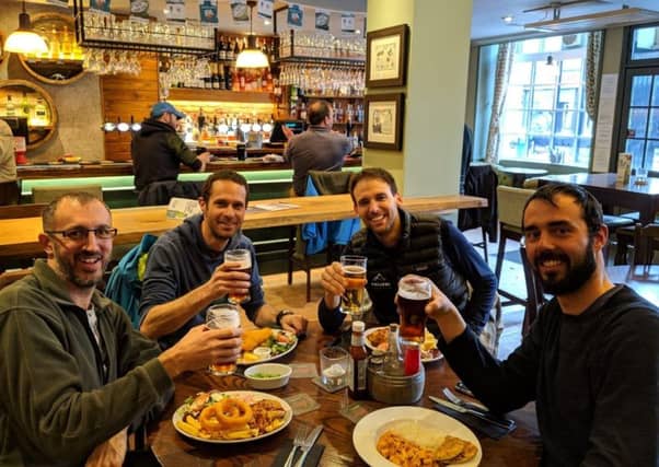 Swiss national Mathieu Biselx, second from right, with fellow climbers Raph, Cedric and Adrien who perished on Ben Nevis