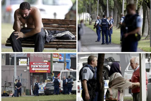 40 have been killed in gun attacks at two mosques in Christchurch, New Zealand. Pictures: AP/Getty