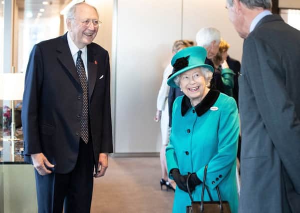 Bruno Schroder with the Queen at the opening of Schroders new HQ  in London in November 2018. Picture: REX/Shutterstock