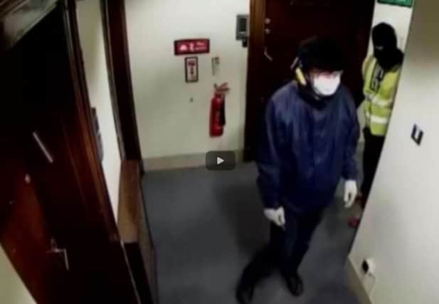 A still from CCTV footage shows Michael Seed aka Basil on the second floor at Hatton Garden. Picture: contributed