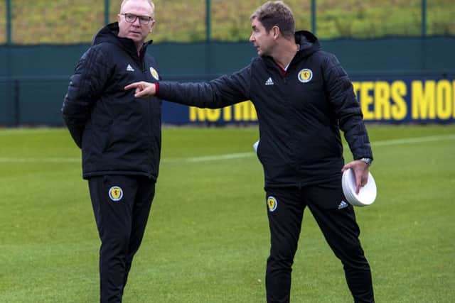 Peter Grant, right, and Alex McLeish get Scotland's Euro 2020 campaign underway on Thursday. Picture: Alan Harvey/SNS
