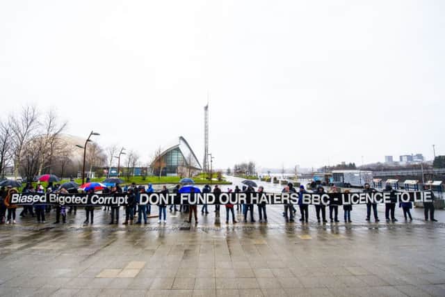 The protest took place ahead of Rangers' home match with Kilmarnock. Picture: SNS Group