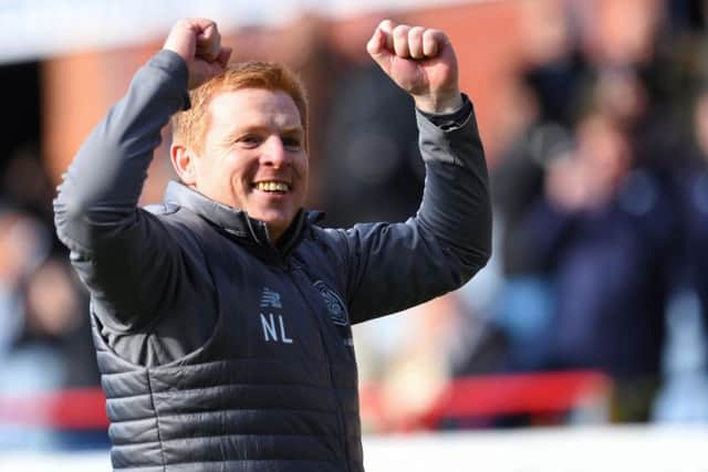 Neil Lennon's celebrates Celtic's win. Picture: SNS