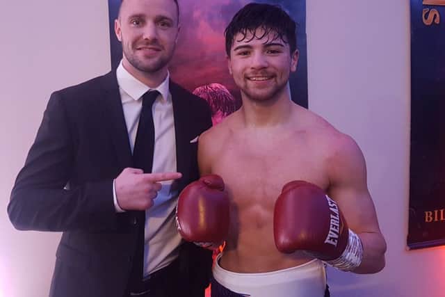 Josh Taylor congratulates Cumbernauld's Andy Tham on winning his first professional fight