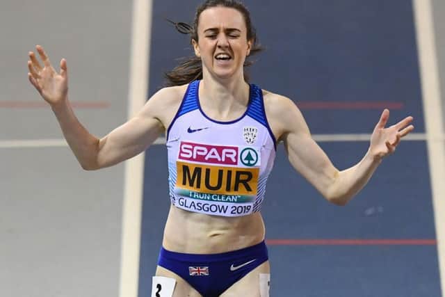 The pressure was on Laura Muir at the European Indoors in Glasgow but she defended her 1,500m and 3,000m titles in fine style. Picture: SNS