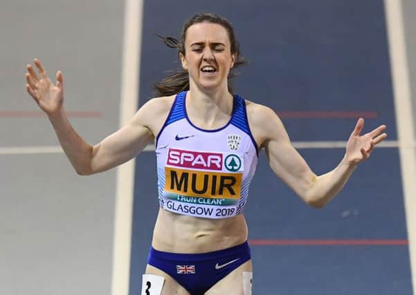 The pressure was on Laura Muir at the European Indoors in Glasgow but she defended her 1,500m and 3,000m titles in fine style. Picture: SNS