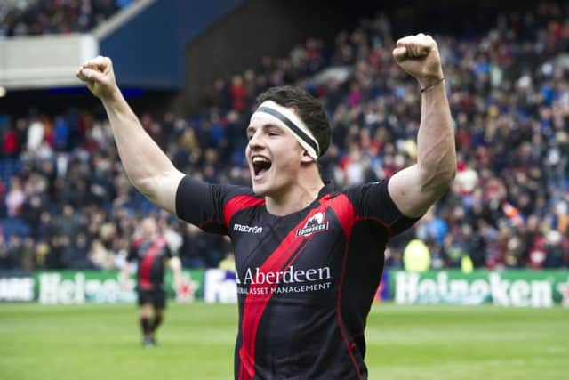 Matt Scott celebrates Edinburgh's victory over Toulouse in 2012. Just under 38,000 people attended the match