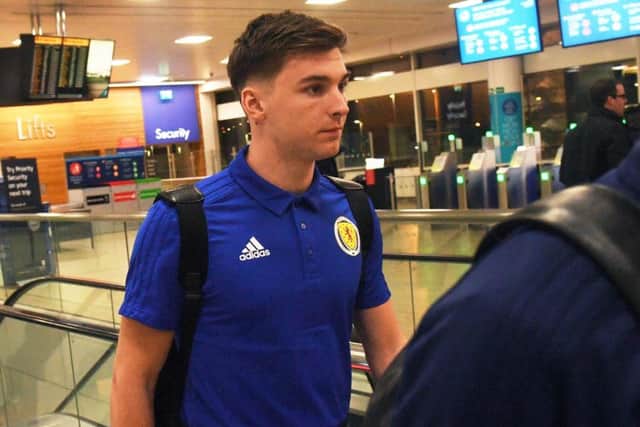 Kieran Tierney has not played on artificial pitches since suffering a pelvic injury. Picture: SNS