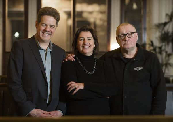 Left to right: John Hatfield, Debbie Byers of Speaker Buzz and Stuart Cosgrove. Picture: Peter Sandground.