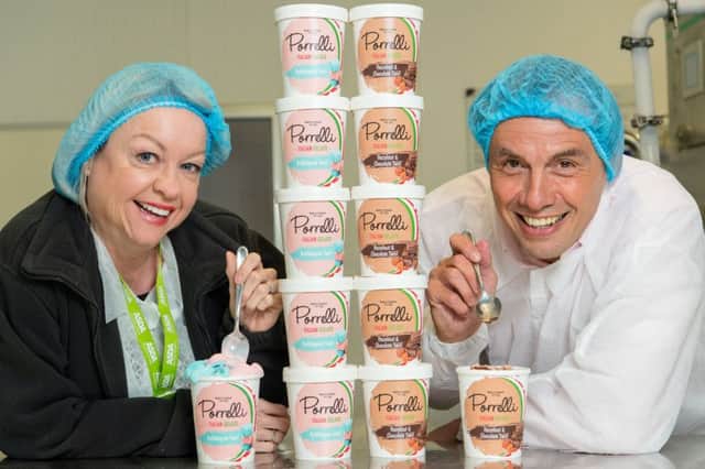 Yvonne McArthur, Asda trading assistant, and Enzo Durante, managing director of Porrelli Ice Cream. Picture: Ian Georgeson