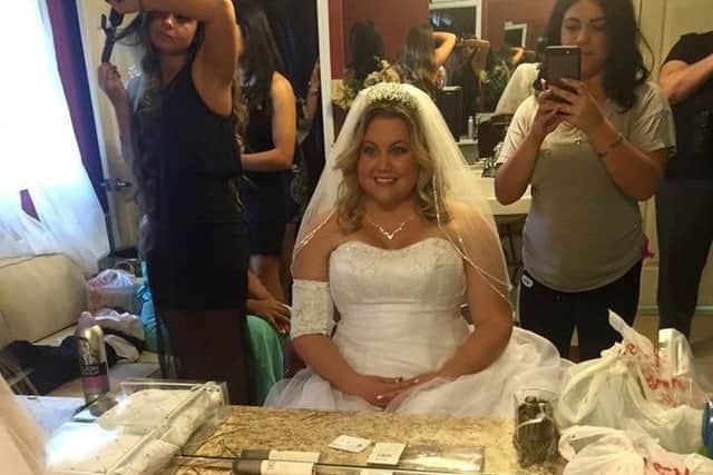 Ashley Heil getting ready with her bridesmaids. Picture: SWNS
