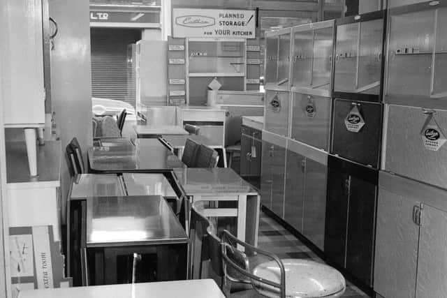 Formica-topped kitchen units and other wares at the Leith Co-op.