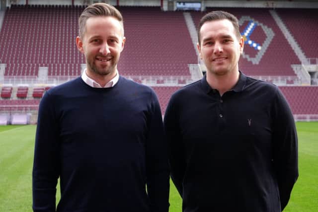 New Hearts women's academy director Kevin Murphy, right, with Roger Arnott, the club academy manager.
