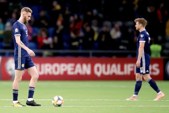 Oliver McBurnie takes centre after Kazakhstan's Yuriy Pertsukh (not pictured) nets the opener. Picture: PA