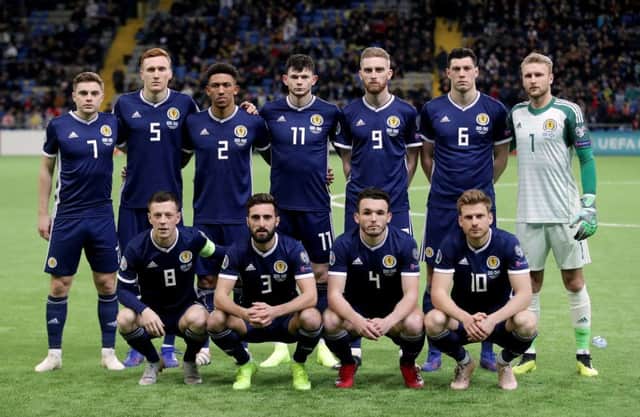 Scotland's players line up before the defeat to Kazakhstan. Picture: PA
