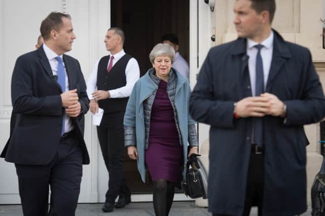 Theresa May leaves the British Residence in Brussels today to return to the UK without attending the second day of the EU Council Summit. Picture: PA