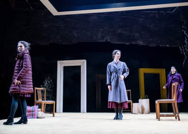 All the Noras: Anna Russell-Martin, Molly Vevers and Maryam Hamidi in Nora: A Doll's House, the first production in the Citizens Women season presented at Tramway