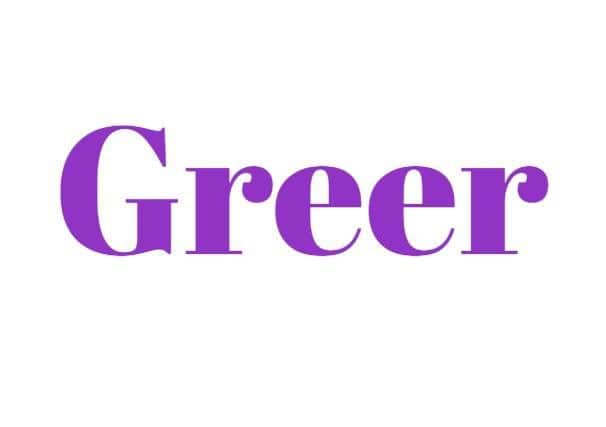 Meaning: 'watchful' or 'vigilant'. Origins: The old Scottish-Dalriadan name Greer is derived from the given name Gregor or from the Scottish surname.