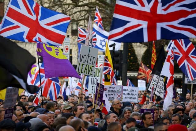 People take part in a "Brexit Betrayal" march and rally organised by Ukip in central London in December last year. Picture: PA