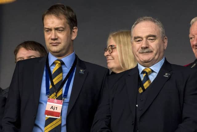 The pressure will be on SFA chief executive Ian Maxwell, left, and president-in-waiting Rod Petrie if Scotland fail to reach Euro 2020. Picture: Alan Harvey/SNS