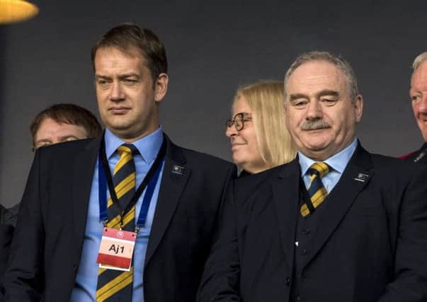 The pressure will be on SFA chief executive Ian Maxwell, left, and president-in-waiting Rod Petrie if Scotland fail to reach Euro 2020. Picture: Alan Harvey/SNS