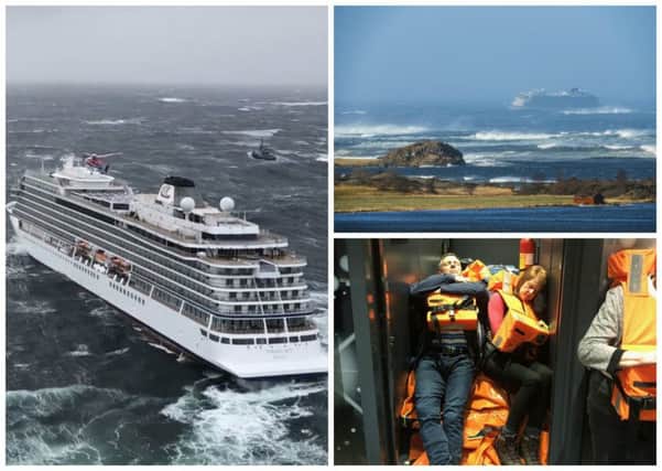 A cruise ship which got into difficulties off the coast of Norway amid stormy seas is sailing to port after around half of its passengers were evacuated. Pictures: Getty/PA