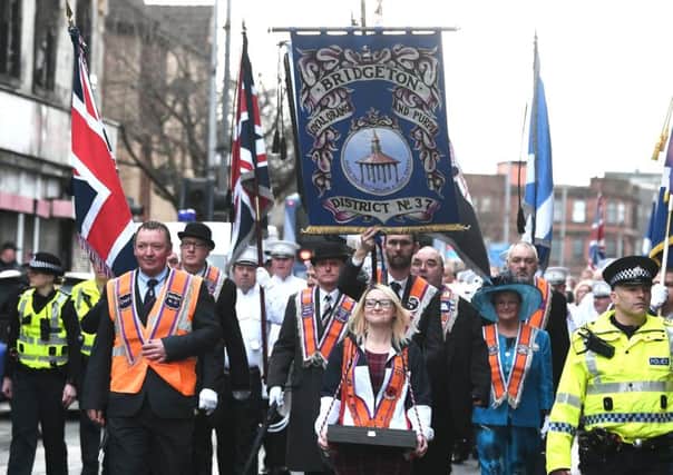 An Orange Order walk is set to pass a Glasgow church. Picture: John Devlin