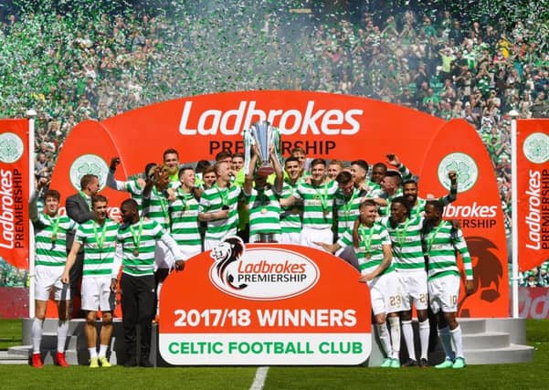 Celtic celebrate winning the 2017/18 league title. Picture: SNS Group