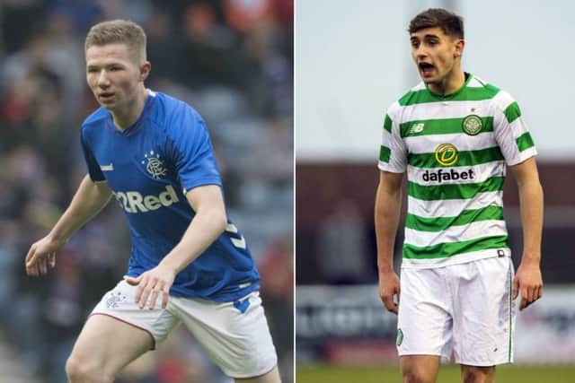 Rangers' Stephen Kelly (left) and Celtic's Robbie Deas were both controversially sent off. Pictures: SNS Group