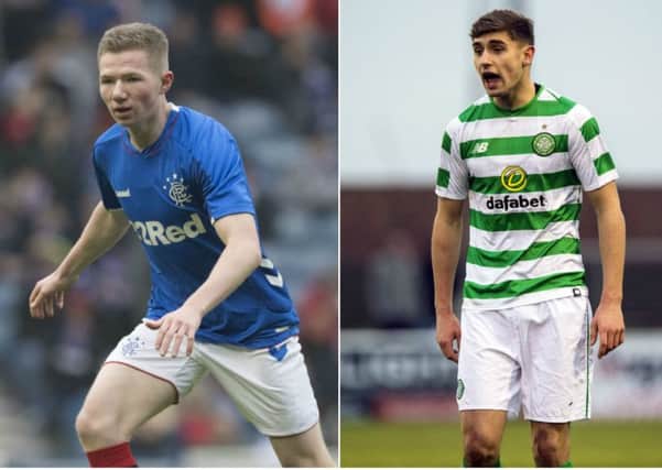 Rangers' Stephen Kelly (left) and Celtic's Robbie Deas were both controversially sent off. Pictures: SNS Group
