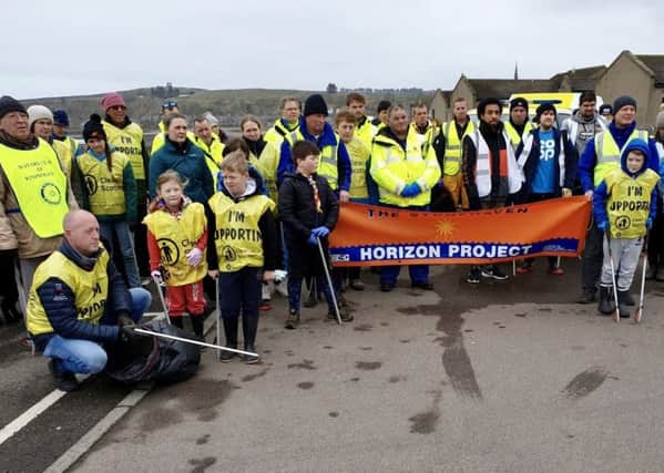 Volunteers ready to take part in the Stonehaven beach clean