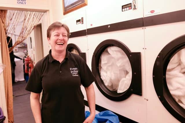 Kath Malcolm of Bute's only launderette - Fresh 'n' Press Laundrama . Photo by Iain Cochrane.
