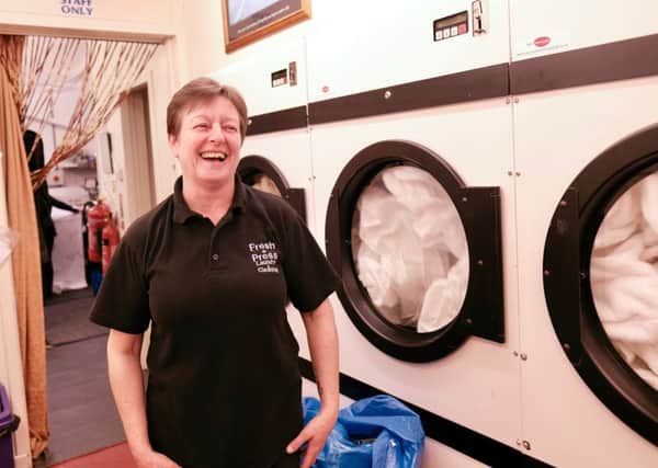 Kath Malcolm of Bute's only launderette - Fresh 'n' Press Laundrama . Photo by Iain Cochrane.