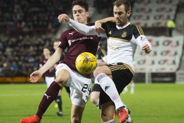 Niall McGinn, right, had an offer from Hearts. Picture: SNS