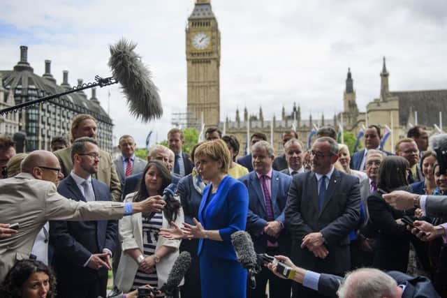 First Minister Nicola Sturgeon with her team of Westminster MPs. Picture: Ben Cawthra/Rex/Shutterstock.